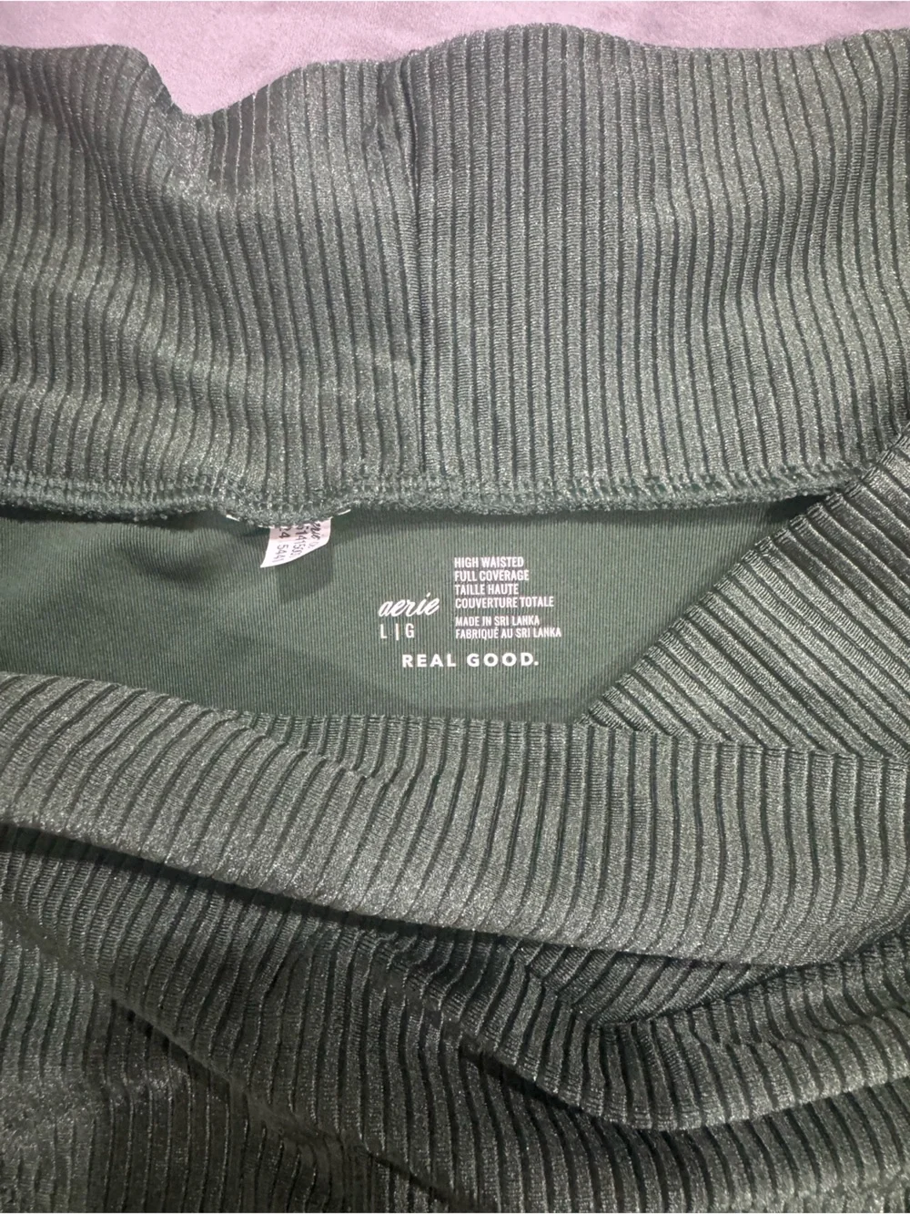 aerie Ribbed Dark Green High-waisted High-leg Bikini Bottoms - Picture 3 of 3